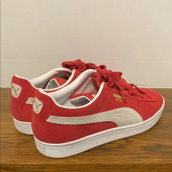 Puma Red and White Suede Sneakers - Picture 3 of 11